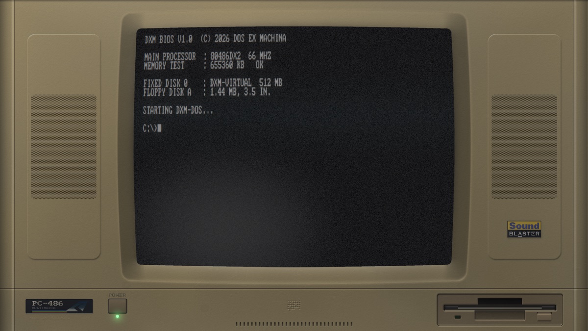 The DOS prompt on the simulated CRT
